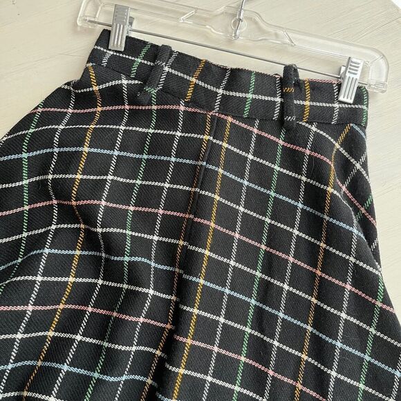 VTG 50s Full Circle Maxi Skirt w/ Pastel Plaid Lines on Black Wool Blend - Picture 10 of 14